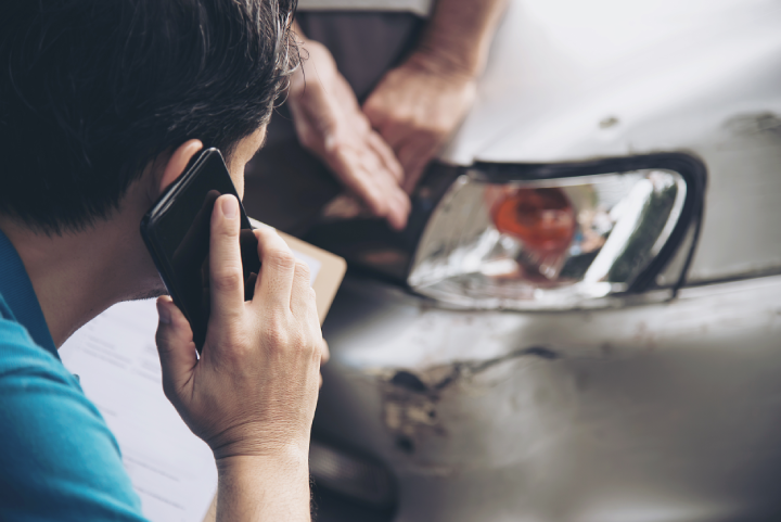 Person calling after a car accident